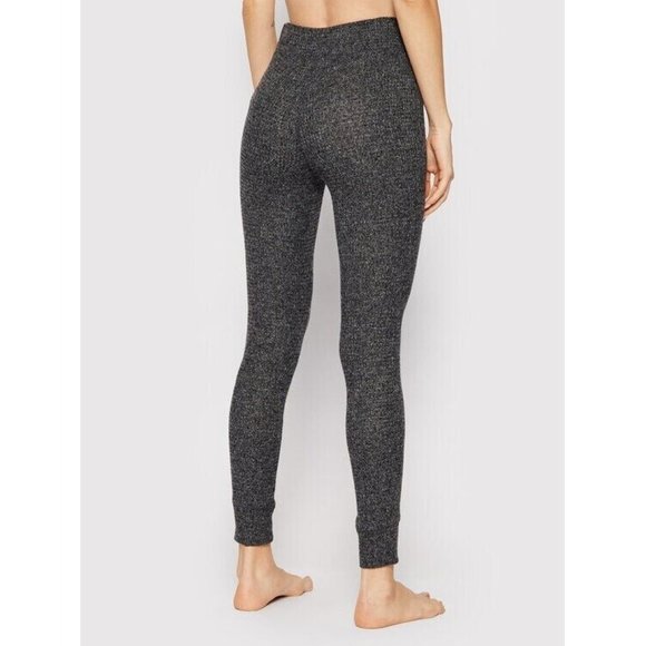 Aerie Leggings Black Gray Lounge Pull On Waffle Knit High Rise - Picture 3 of 13